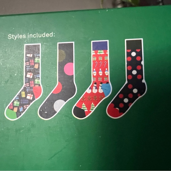HAPPY SOCKS 4 Pack HAPPY HOLIDAYS Cotton Blend Crew Sock Gift Set UNISEX NEW - Picture 5 of 10